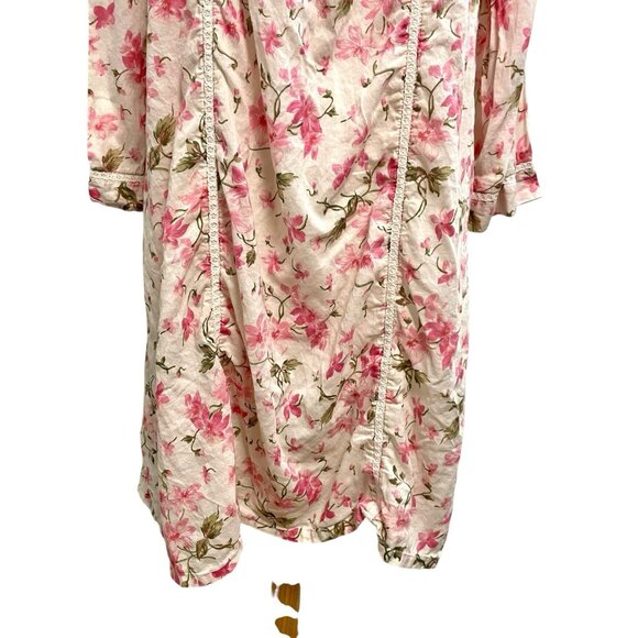 APRIL CORNELL Vintage Cottagecore Romantic Nightgown Sleep Dress Pink size XL - Picture 3 of 7